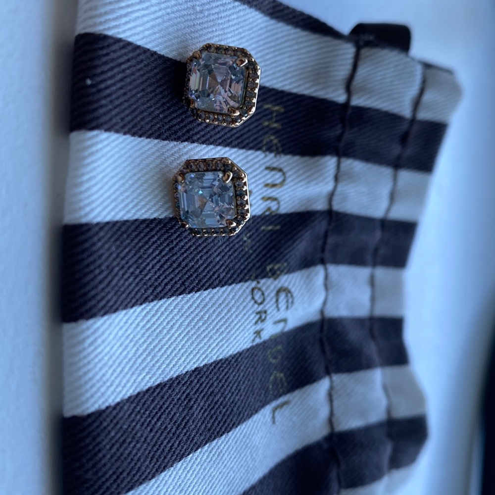Henri Bendel Gold Rhinestone Studs